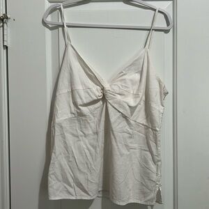 White linen tank with adjustable straps
